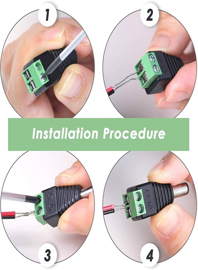فيدوس مجموعة فيدوس من 5 أزواج من موصلات قابس الطاقة DC، 12 فولت، 24 فولت ذكر + أنثى، موصل طرفي للطاقة DC 2.1 × 5.5 مم لكاميرات المراقبة/شرائط إضاءة LED، وأجهزة تسجيل الفيديو الرقمية، وأنظمة مراقبة الرؤية الخلفية للسيارات - Image 3